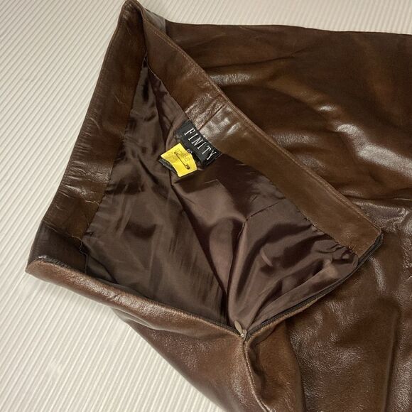 Finity Brown Leather High waist Skirt size 8 - Picture 5 of 8